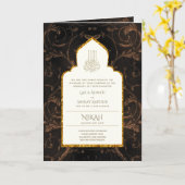 4Pg NIKAH WALIMA Uitnodiging Gouden Sierlijke Isla (Gele Bloem)