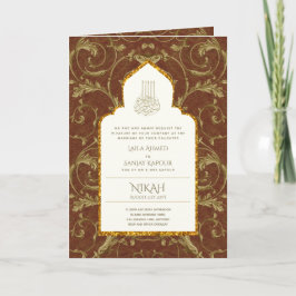 4Pg NIKAH WALIMA Uitnodiging Gouden Sierlijke Isla