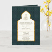 4Pg NIKAH WALIMA Uitnodiging Gouden Sierlijke Isla (Gele Bloem)