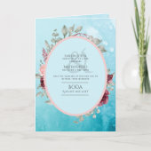 4pg Spaans BODA nodigt Blauwgroen Aqua Blue Burgun Kaart (Voorkant)