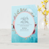 4pg Spaans BODA nodigt Blauwgroen Aqua Blue Burgun Kaart (Gele Bloem)