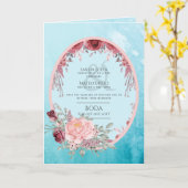 4pg Spaanse BODA uitnodiging Teal Aqua Blauw Burgu (Gele Bloem)