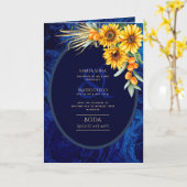 4pg Spaanse BODA-uitnodigingen, Blue Sunflower Car Kaart (Gele Bloem)