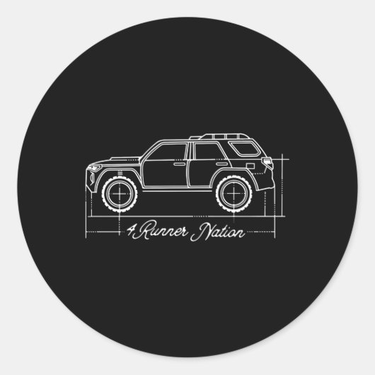4Runner Nation 5th Gen 4R-blauwdruk Ronde Sticker (Voorkant)