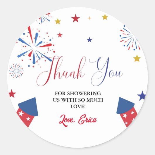 4t van juli Onafhankelijkheid Baby shower Dank u Ronde Sticker (Voorkant)