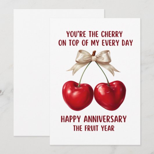 4th Anniversary Card, Fruit Anniversary Card,  Feestdagenkaart (Voorkant / Achterkant)