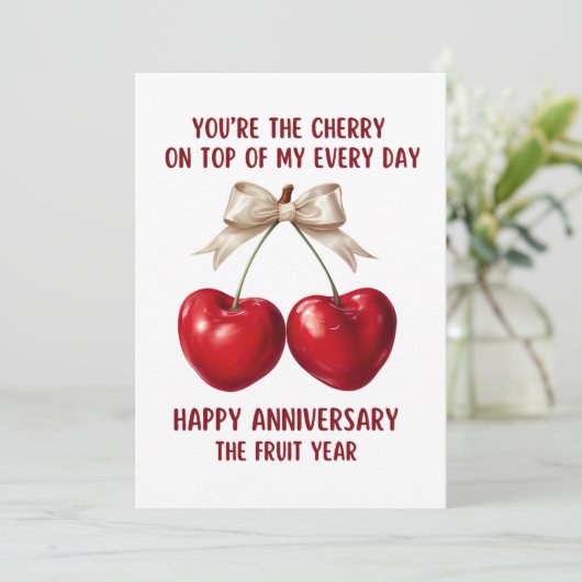 4th Anniversary Card, Fruit Anniversary Card,  Feestdagenkaart (Staand voorkant)