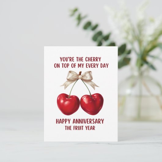 4th Anniversary Card, Fruit Anniversary Card,  Hol Feestdagenkaart (Staand voorkant)