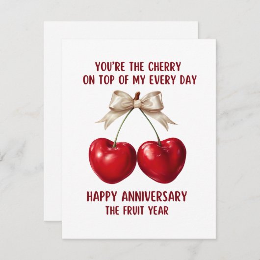 4th Anniversary Card, Fruit Anniversary Card,  Hol Feestdagenkaart (Voorkant / Achterkant)