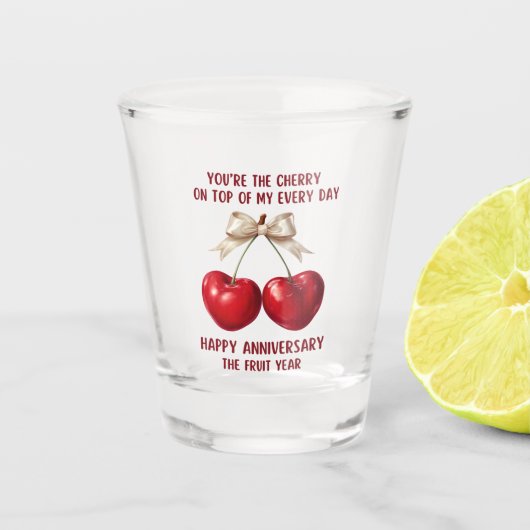 4th Anniversary Card, Fruit Anniversary Ornament Shot Glas (Voorkant)