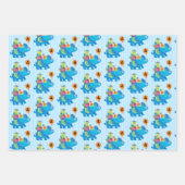 4th Birthday Blue Olifant Balloons Cadeaus Kinder Inpakpapier Vel (Voorkant 2)