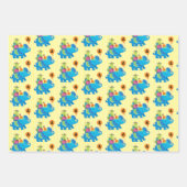 4th Birthday Blue Olifant Balloons Cadeaus Kinder Inpakpapier Vel (Voorkant)