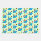 4th Birthday Blue Olifant Balloons Cadeaus Kinder Inpakpapier Vel (Voorkant 3)