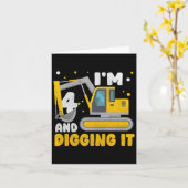 4th Birthday Boy Digger Boy Construction Happy 4 Y Kaart (Gele Bloem)