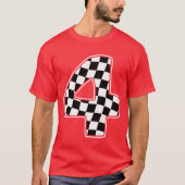 4th Birthday Checkered Number 4 Car Racing Flag bo T-shirt (Voorkant)