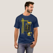 4th Birthday Construction Vehicles Diggers Crane T-shirt (Voorkant volledig)
