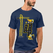 4th Birthday Construction Vehicles Diggers Crane T-shirt (Voorkant)