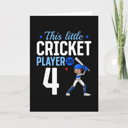 4th Birthday Cricket Player  Kaart (Voorkant)