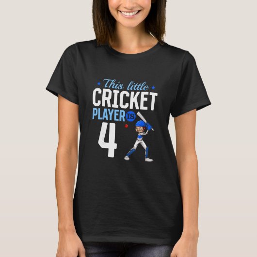 4th Birthday Cricket Player  T-shirt (Voorkant)