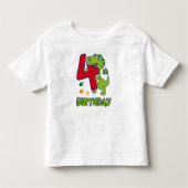 4th birthday dinosaur  kinder shirts (Voorkant)