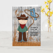 4th Birthday for a Little Cowboy Western Themed Kaart (Gele Bloem)