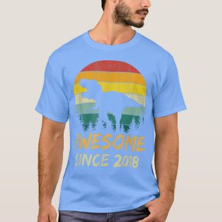 4th Birthday Gift Boy Dinosaur 4 Year Old Awesome  T-shirt