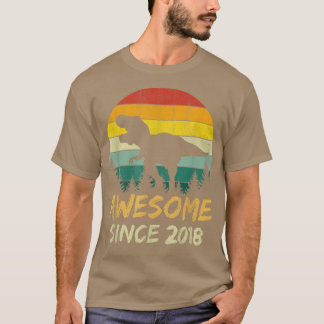 4th Birthday Gift Boy Dinosaur 4 Year Old Awesome T-shirt