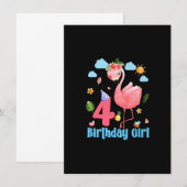4th Birthday Girls Flamingo 4 Years Old Tropical F Kaart (Voorkant / Achterkant)