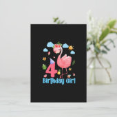 4th Birthday Girls Flamingo 4 Years Old Tropical F Kaart (Staand voorkant)