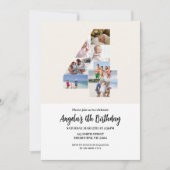 4th Birthday Invitation Minimalist - Number 4 Kaart (Voorkant)