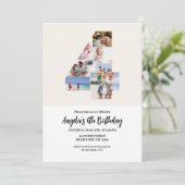 4th Birthday Invitation Minimalist - Number 4 Kaart (Staand voorkant)