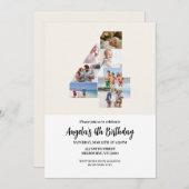 4th Birthday Invitation Minimalist - Number 4 Kaart (Voorkant / Achterkant)