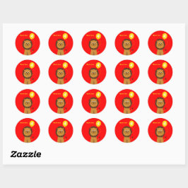 4th Birthday Lion Naam toevoegen Rood Ronde Sticker