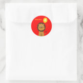 4th Birthday Lion Naam toevoegen Rood Ronde Sticker (Tas)