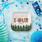 4th Birthday Name Green Trees Papieren Bordje (Feest)