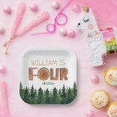 4th Birthday Name Green Trees Papieren Bordje (Feest)