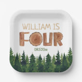 4th Birthday Name Green Trees Papieren Bordje (Voorkant)