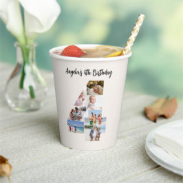 4th Birthday Photo Collage Number 4 Paper Cups Papieren Bekers