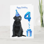4th Birthday Puppy Theme- Schattige Dog Blue Boy P Kaart (Voorkant)