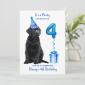 4th Birthday Puppy Theme- Schattige Dog Blue Boy P Kaart (Staand voorkant)