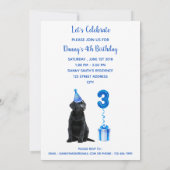4th Birthday Puppy Theme- Schattige Dog Blue Boy P Kaart (Achterkant)