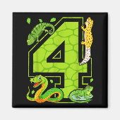 4th Birthday Snake Lizard Reptile 4 Year Old Party Magneet (Voorkant)