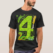 4th Birthday Snake Lizard Reptile 4 Year Old Party T-shirt (Voorkant)