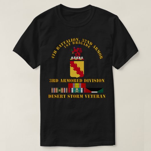4th Bn 32nd Armor 3rd Pantserdivi Desert Storm Ve T-shirt (Design voorkant)