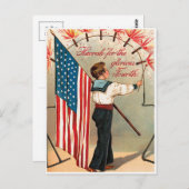  4th Boy Holding Amerikaanse vlag Briefkaart (Voorkant / Achterkant)