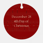 4th Day of Christmas Four Calling Birds Metalen Ornament (Achterkant)