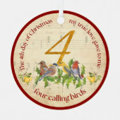 4th Day of Christmas Four Calling Birds Metalen Ornament (Voorkant)