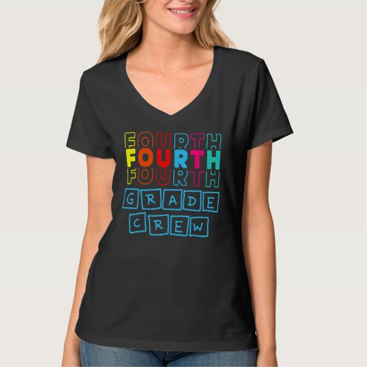 4th Fourth Grade Crew Happy Back To School Teacher T-shirt (Voorkant)