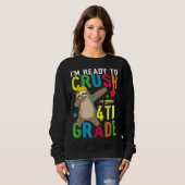 4th Fourth Grade Dabbing Sloth Back To School Girl Trui (Voorkant volledig)