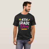4th Fourth Grade Diva Girls  Back To School Girl W T-shirt (Voorkant volledig)